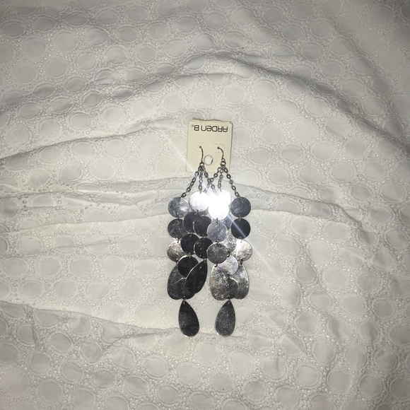 Arden B. Silver Metallic Chimey Dangly Earrings - Picture 5 of 9